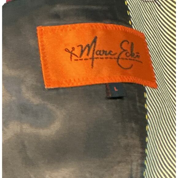 Marc Ecko Black Pinstriped Single Breast Lined Blazer Jacket Mens Large - Picture 8 of 16